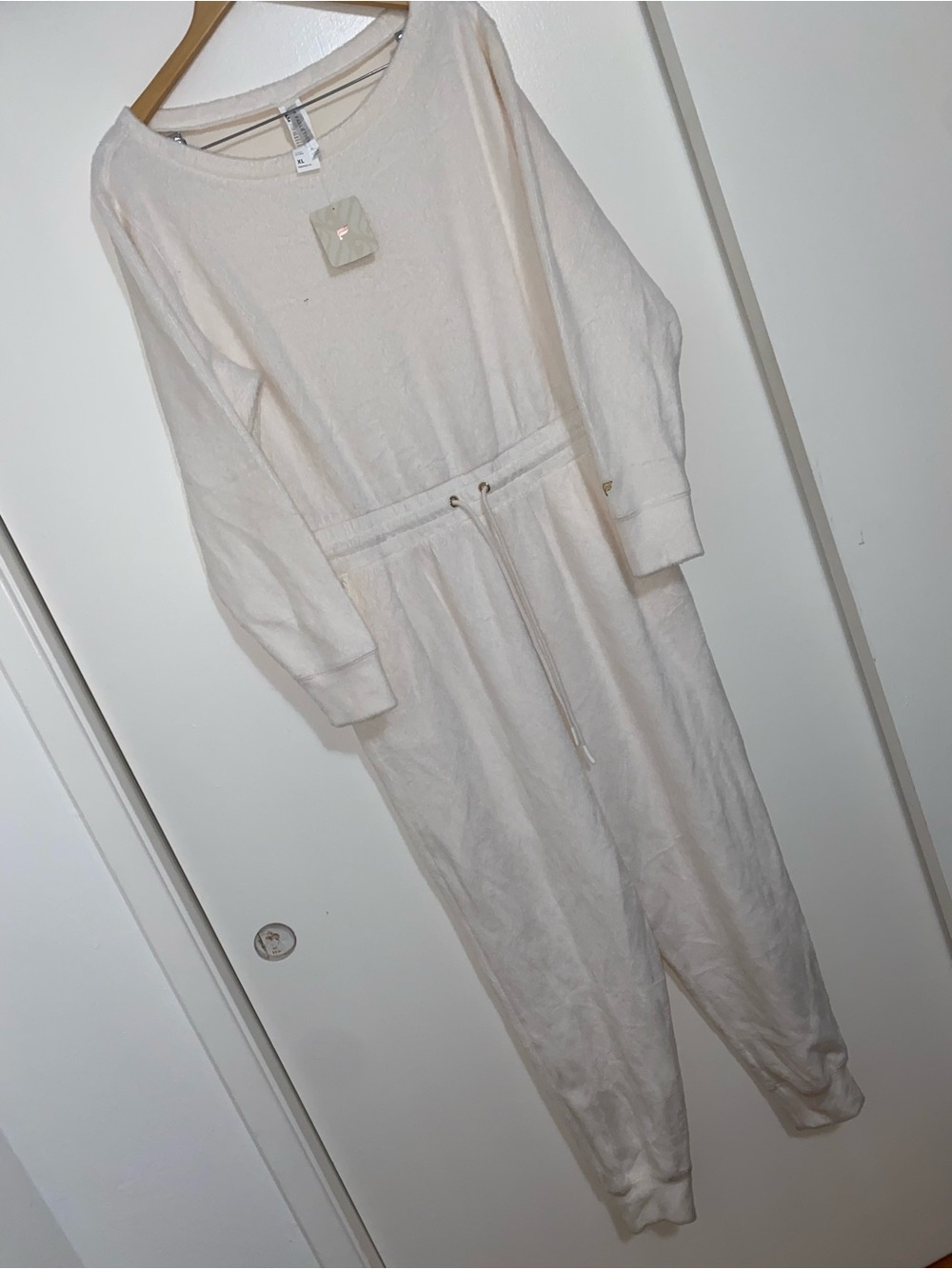 Fabletics Cozy Cord Off The Shoulder Jumpsuit in Bone - Picture 6 of 8